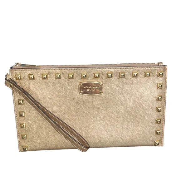 Michael kors gold store clutch purse